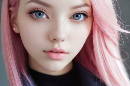 AI girl with pink hair wallpaper