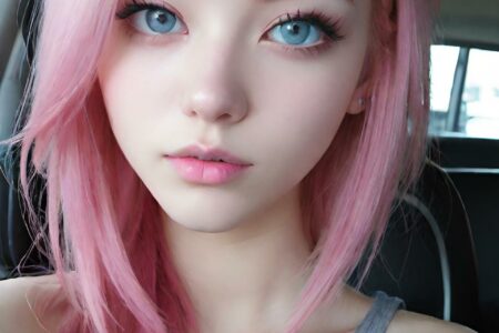 AI girl with pink hair wallpaper
