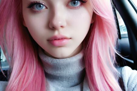 AI girl with pink hair wallpaper