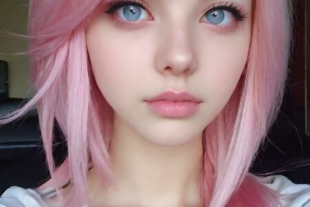 AI girl with pink hair wallpaper