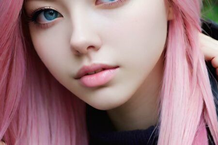 AI girl with pink hair wallpaper