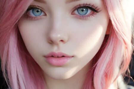 AI girl with pink hair wallpaper