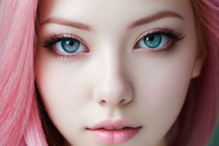 AI girl with pink hair wallpaper