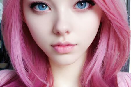 AI girl with pink hair wallpaper