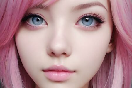 AI girl with pink hair wallpaper