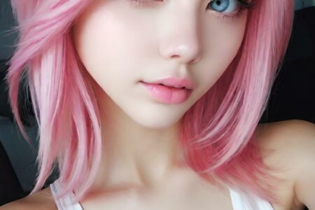 AI girl with pink hair wallpaper