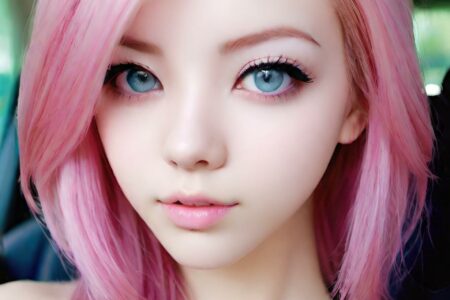 AI girl with pink hair wallpaper