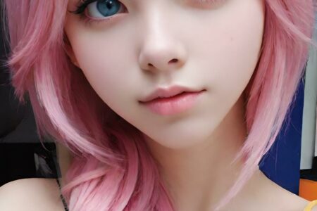 AI girl with pink hair wallpaper