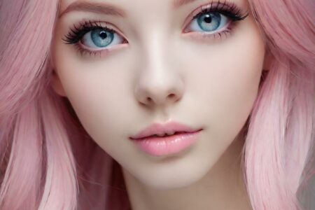 AI girl with pink hair wallpaper