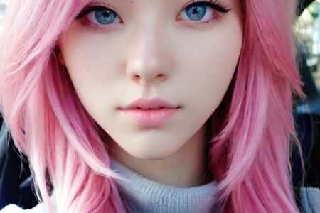 AI girl with pink hair wallpaper