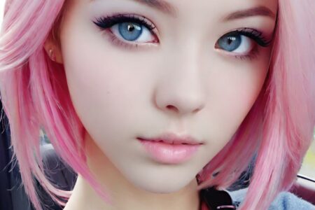 AI girl with pink hair wallpaper