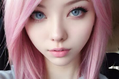 AI girl with pink hair wallpaper