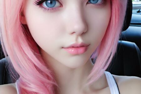 AI girl with pink hair wallpaper