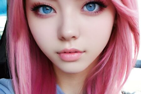 AI girl with pink hair wallpaper