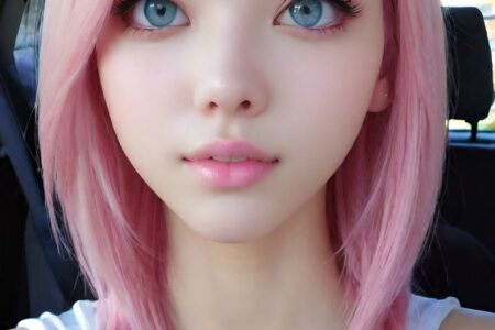 AI girl with pink hair wallpaper