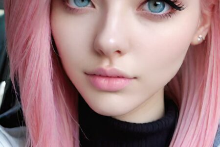 AI girl with pink hair wallpaper