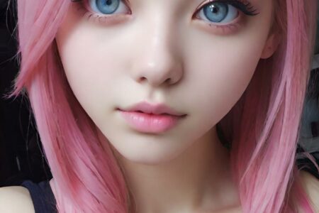 AI girl with pink hair wallpaper