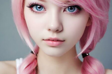 AI girl with pink hair wallpaper