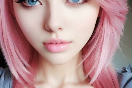 AI girl with pink hair wallpaper