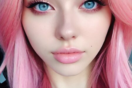 AI girl with pink hair wallpaper