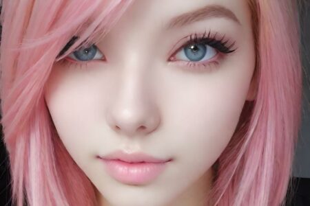 AI girl with pink hair wallpaper
