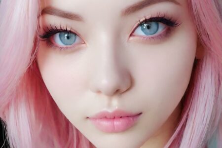AI girl with pink hair wallpaper