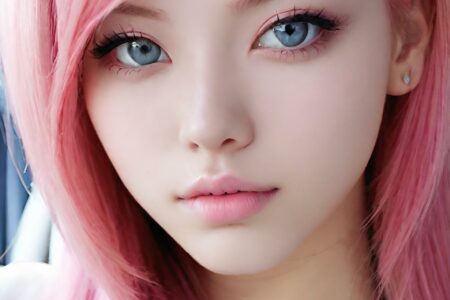 AI girl with pink hair wallpaper