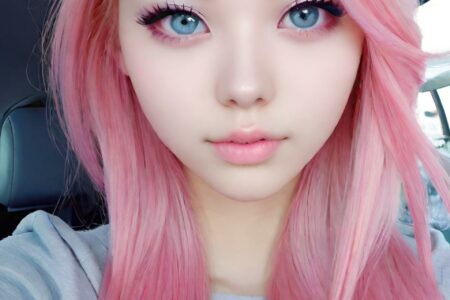 AI girl with pink hair wallpaper