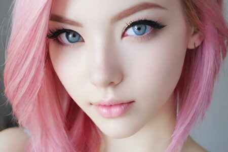 AI girl with pink hair wallpaper