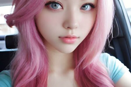 AI girl with pink hair wallpaper