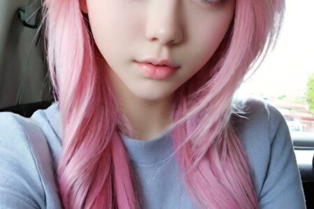 AI girl with pink hair wallpaper