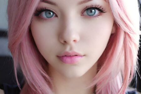 AI girl with pink hair wallpaper