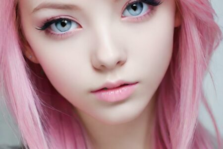 AI girl with pink hair wallpaper