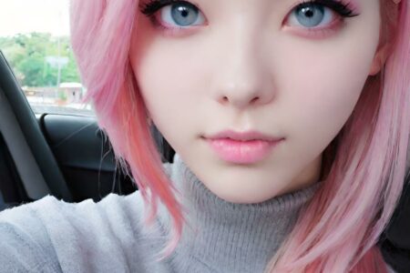 AI girl with pink hair wallpaper