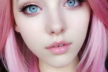 AI girl with pink hair wallpaper