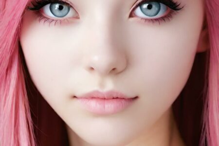 AI girl with pink hair wallpaper