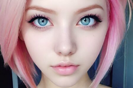 AI girl with pink hair wallpaper