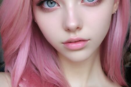 AI girl with pink hair wallpaper