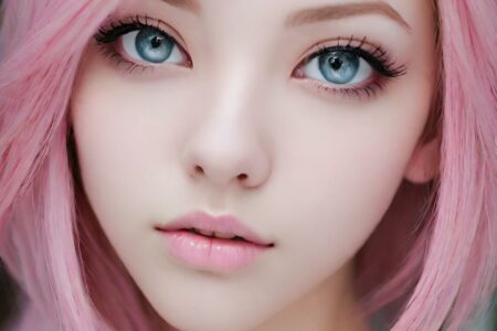 AI girl with pink hair wallpaper
