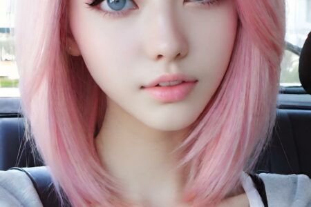 AI girl with pink hair wallpaper