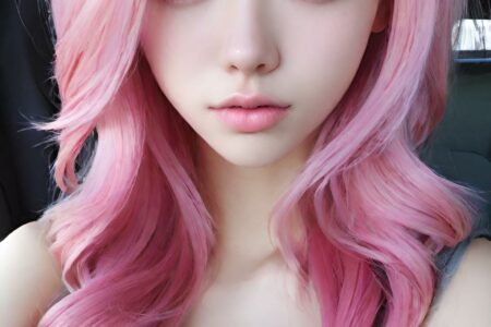 AI girl with pink hair wallpaper