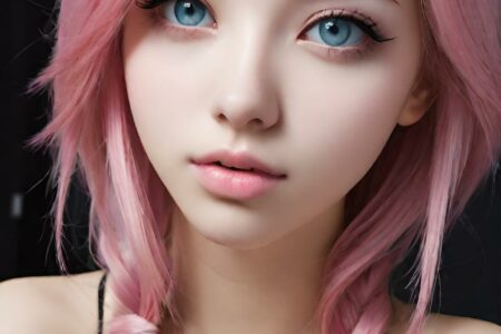 AI girl with pink hair wallpaper