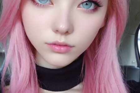 AI girl with pink hair wallpaper