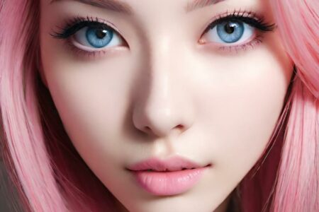 AI girl with pink hair wallpaper