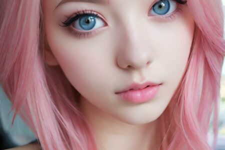 AI girl with pink hair wallpaper