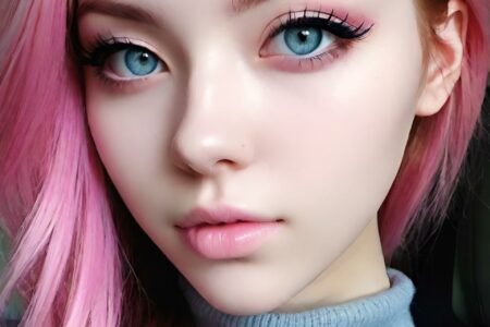 AI girl with pink hair wallpaper