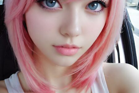 AI girl with pink hair wallpaper