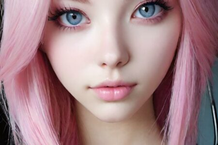 AI girl with pink hair wallpaper