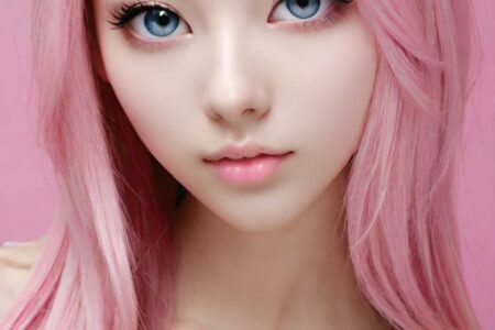 AI girl with pink hair wallpaper