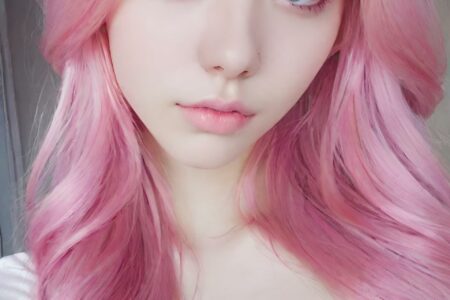 AI girl with pink hair wallpaper